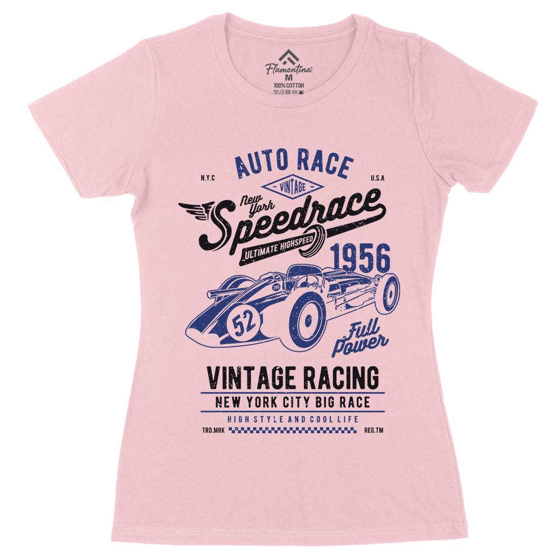 Vintage Speedrace Womens Organic Crew Neck T-Shirt Cars A788