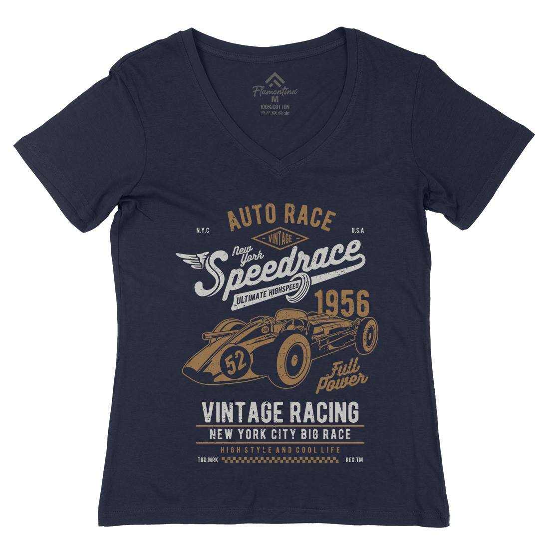 Vintage Speedrace Womens Organic V-Neck T-Shirt Cars A788
