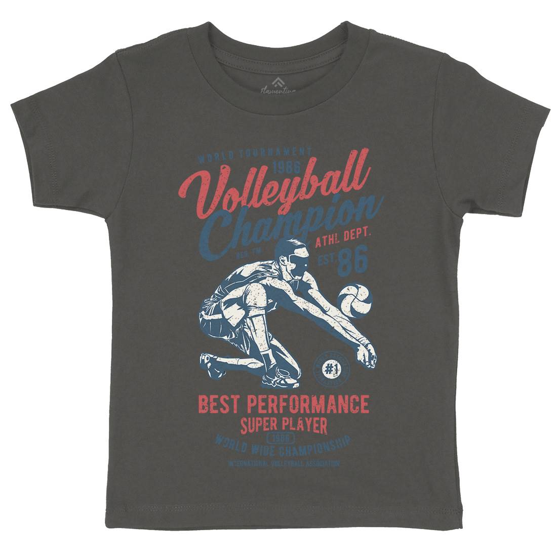 Volleyball Champion Kids Organic Crew Neck T-Shirt Sport A789