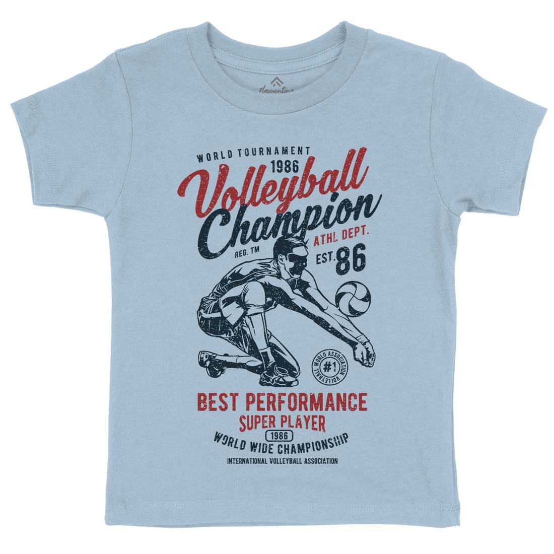 Volleyball Champion Kids Crew Neck T-Shirt Sport A789