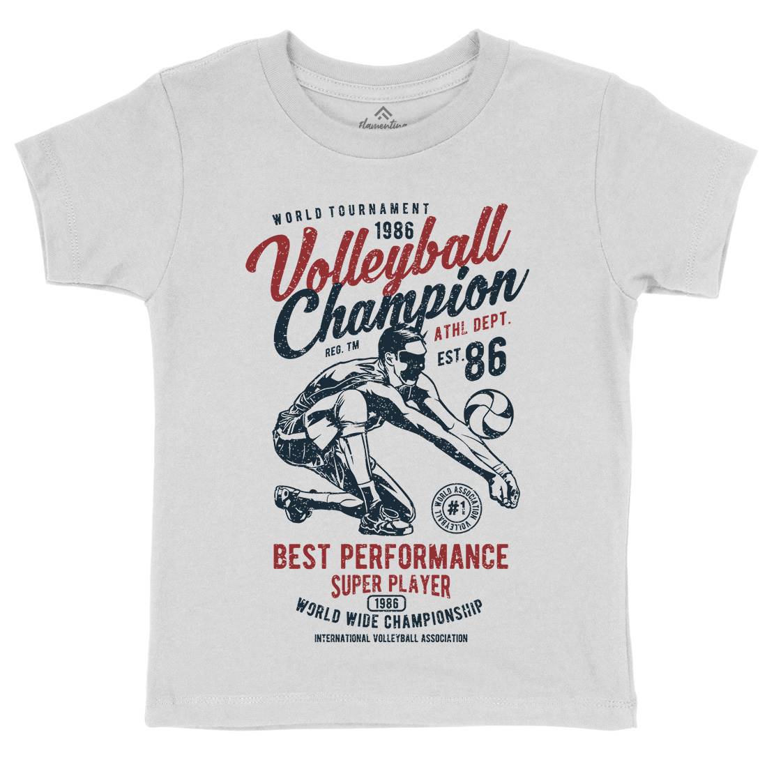 Volleyball Champion Kids Organic Crew Neck T-Shirt Sport A789