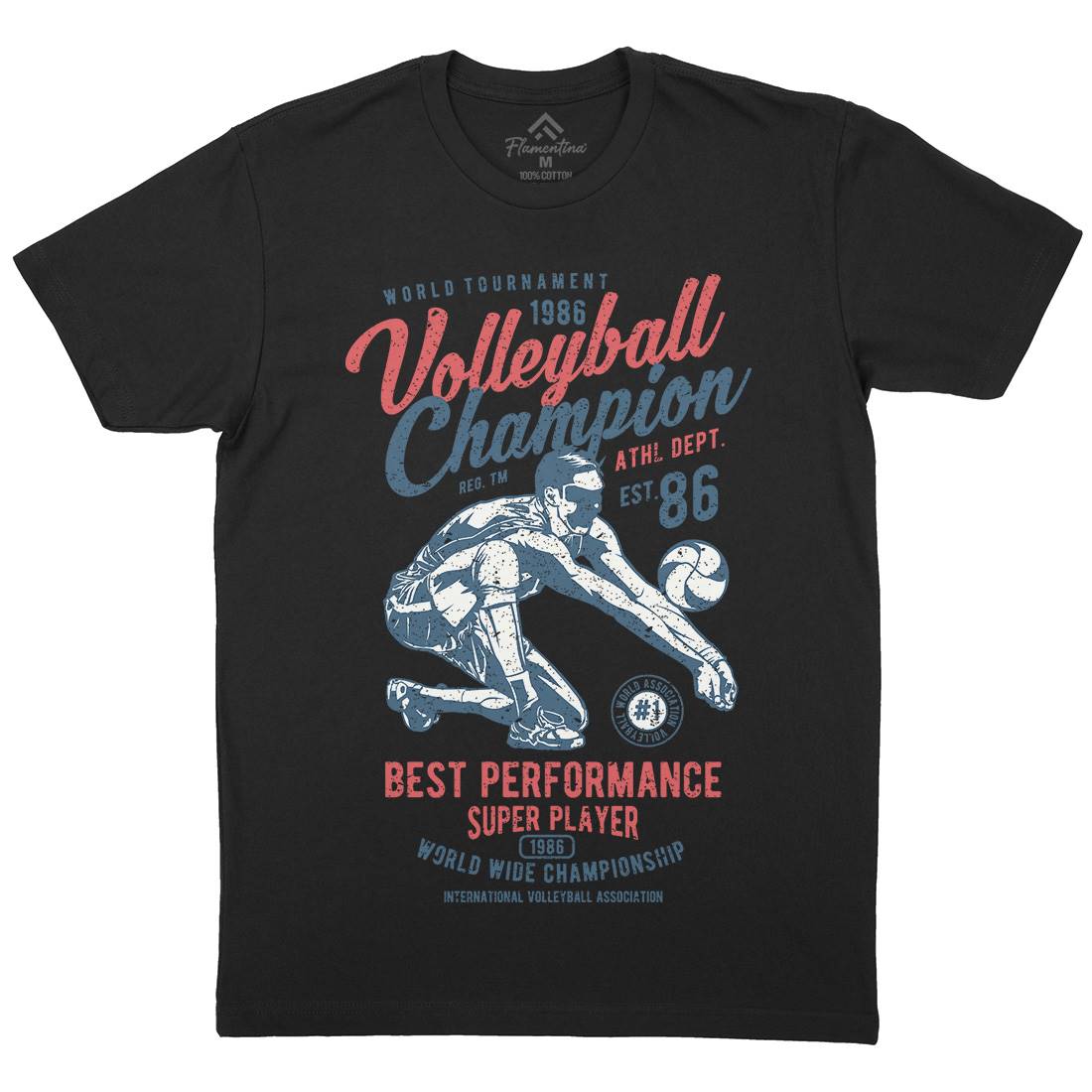 Volleyball Champion Mens Crew Neck T-Shirt Sport A789