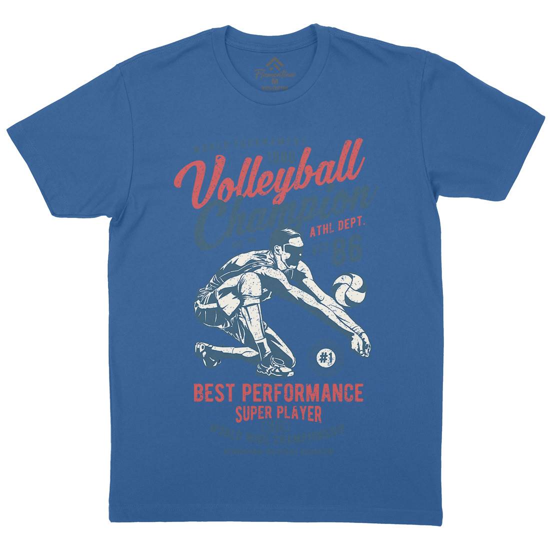 Volleyball Champion Mens Organic Crew Neck T-Shirt Sport A789