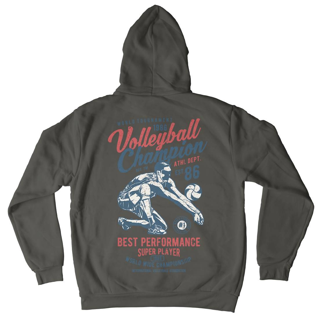 Volleyball Champion Mens Hoodie With Pocket Sport A789