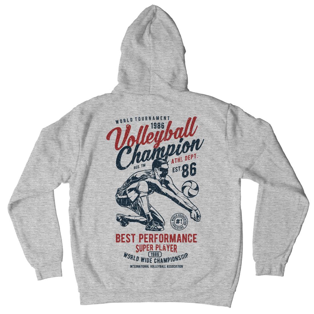 Volleyball Champion Mens Hoodie With Pocket Sport A789