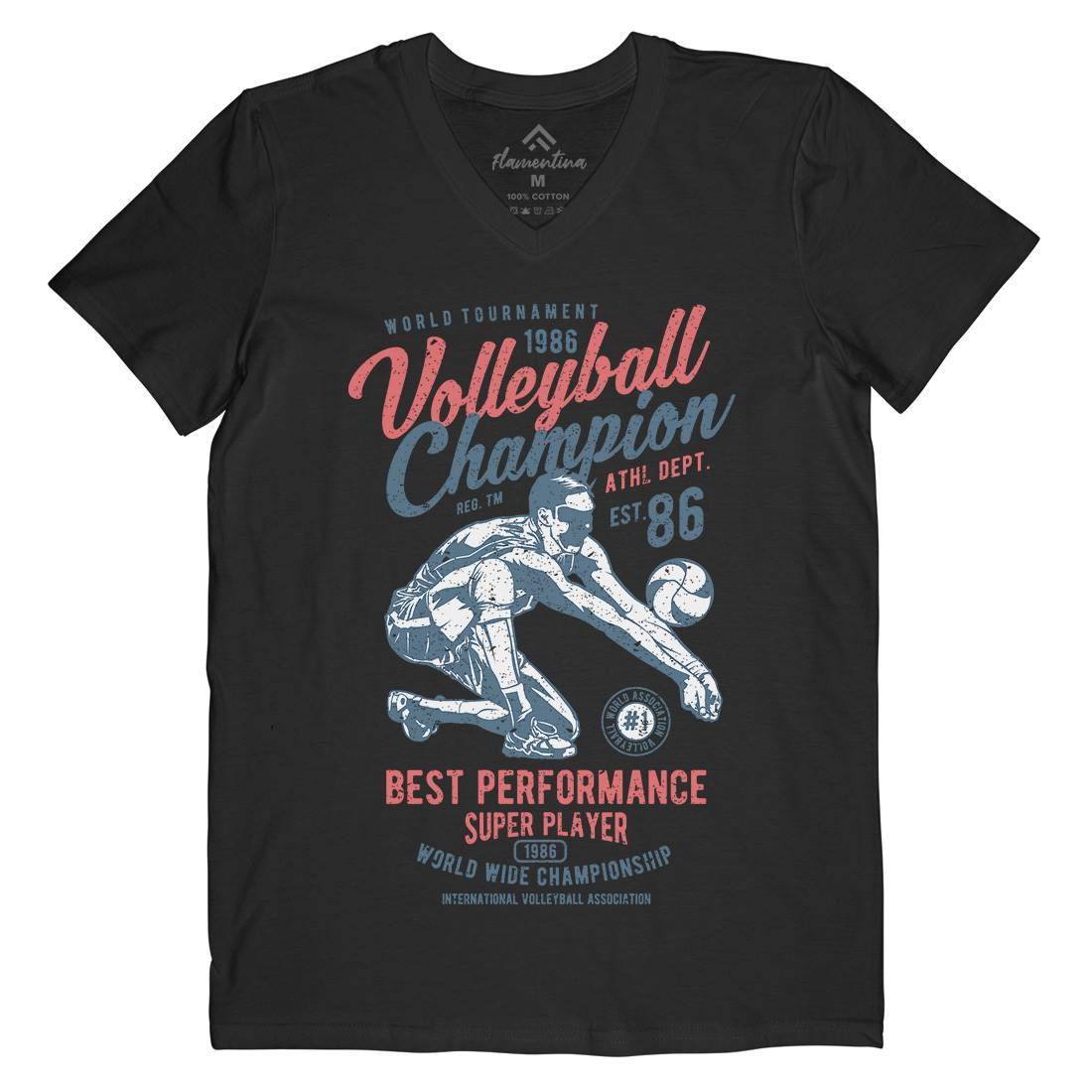 Volleyball Champion Mens V-Neck T-Shirt Sport A789