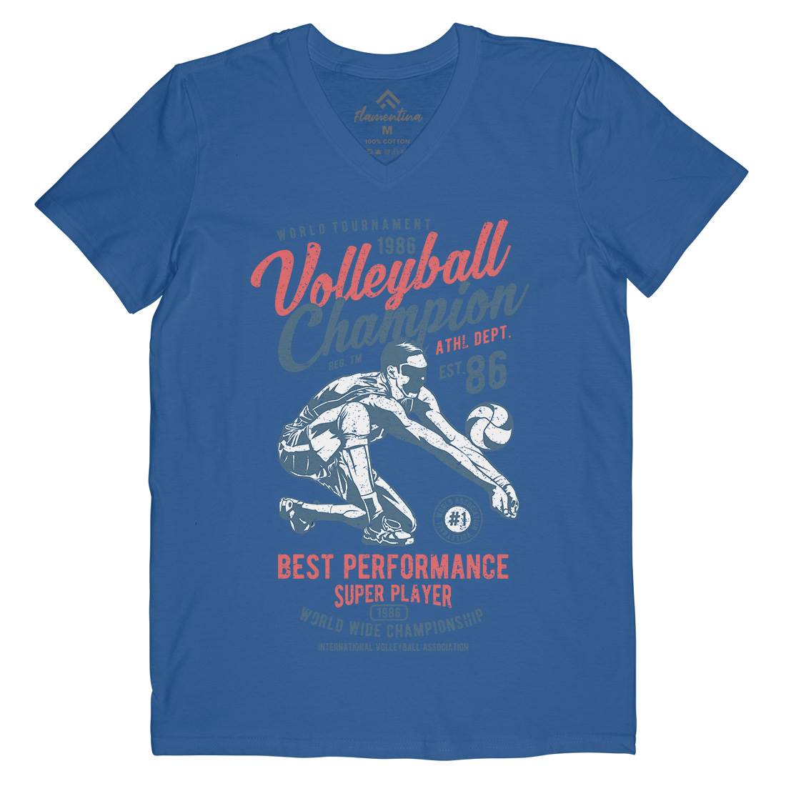 Volleyball Champion Mens V-Neck T-Shirt Sport A789