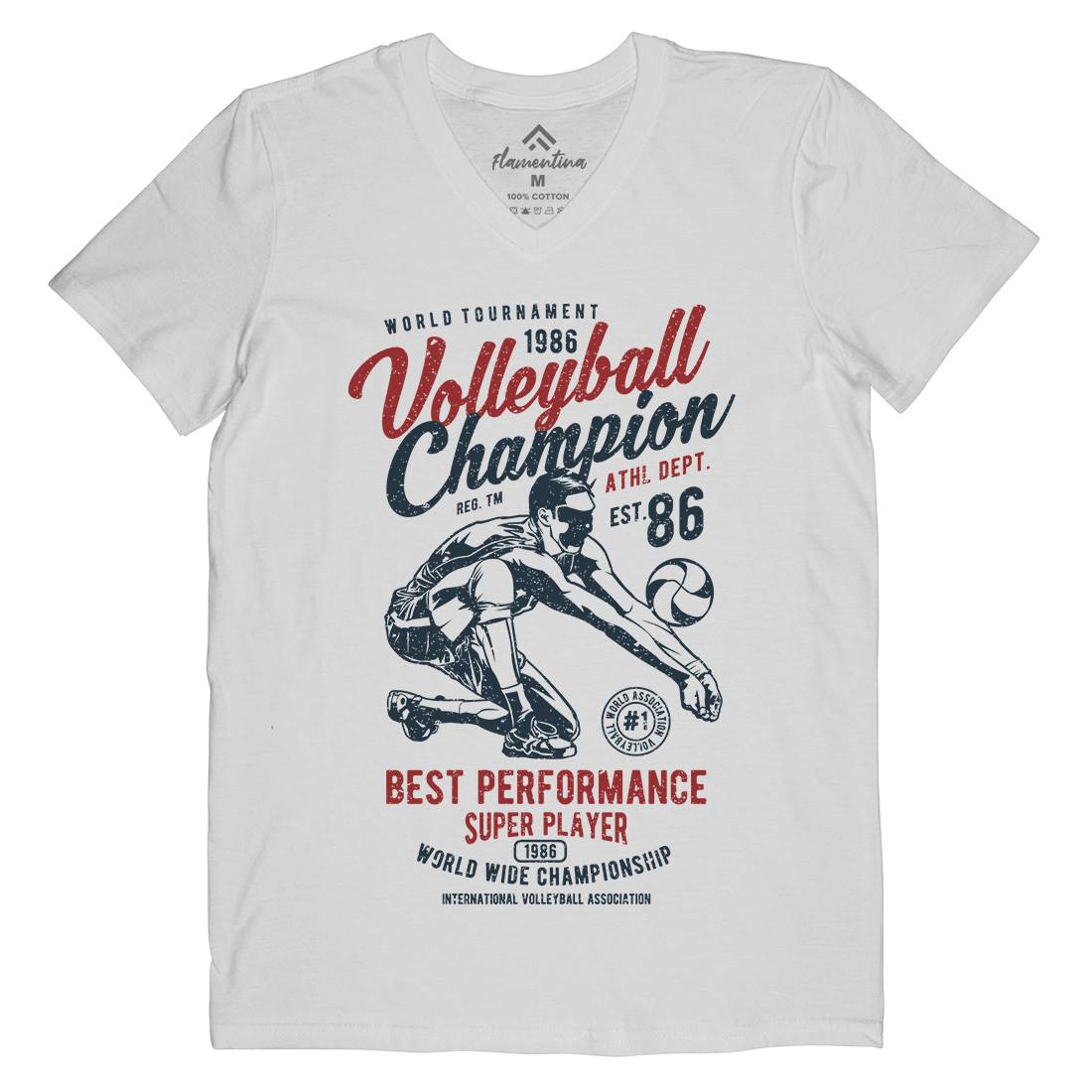 Volleyball Champion Mens Organic V-Neck T-Shirt Sport A789