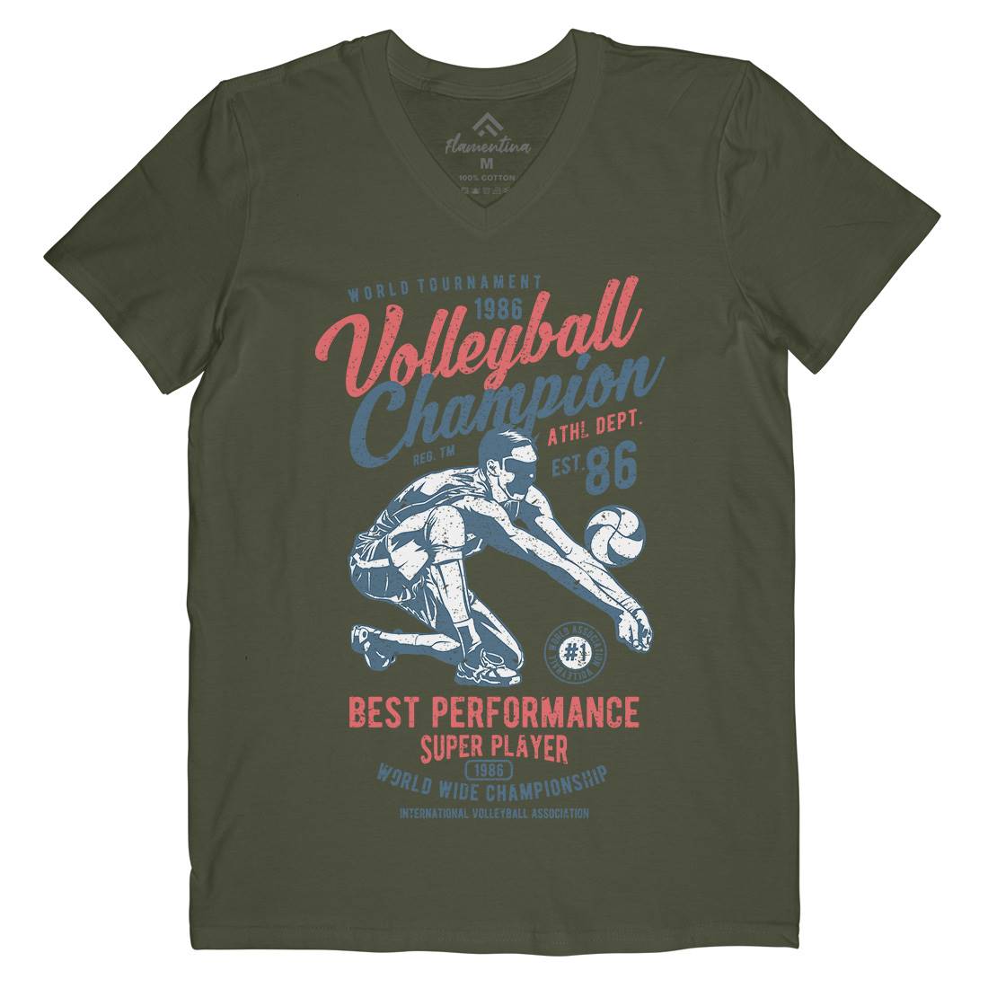 Volleyball Champion Mens Organic V-Neck T-Shirt Sport A789