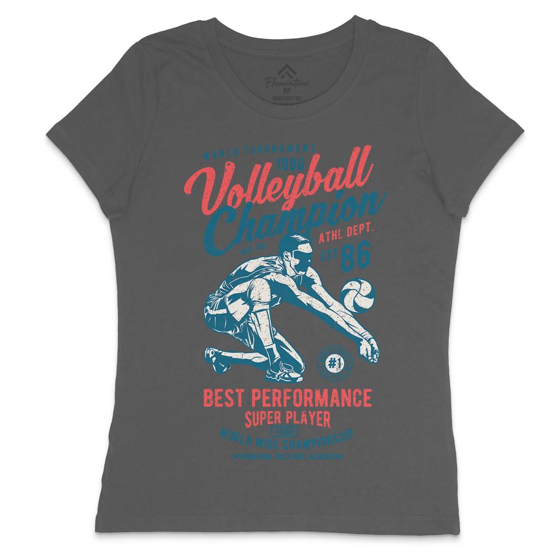 Volleyball Champion Womens Crew Neck T-Shirt Sport A789