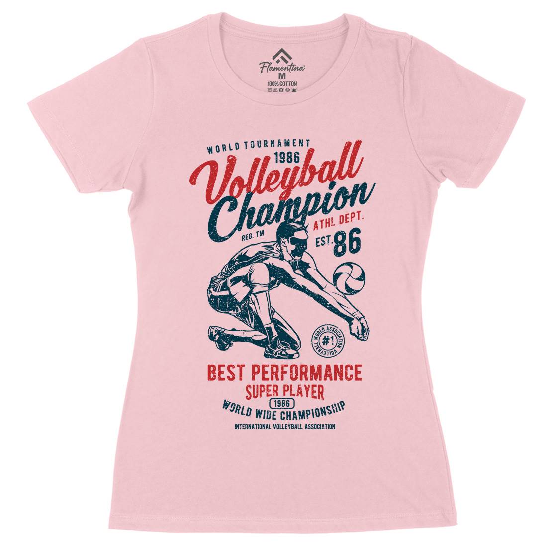 Volleyball Champion Womens Organic Crew Neck T-Shirt Sport A789
