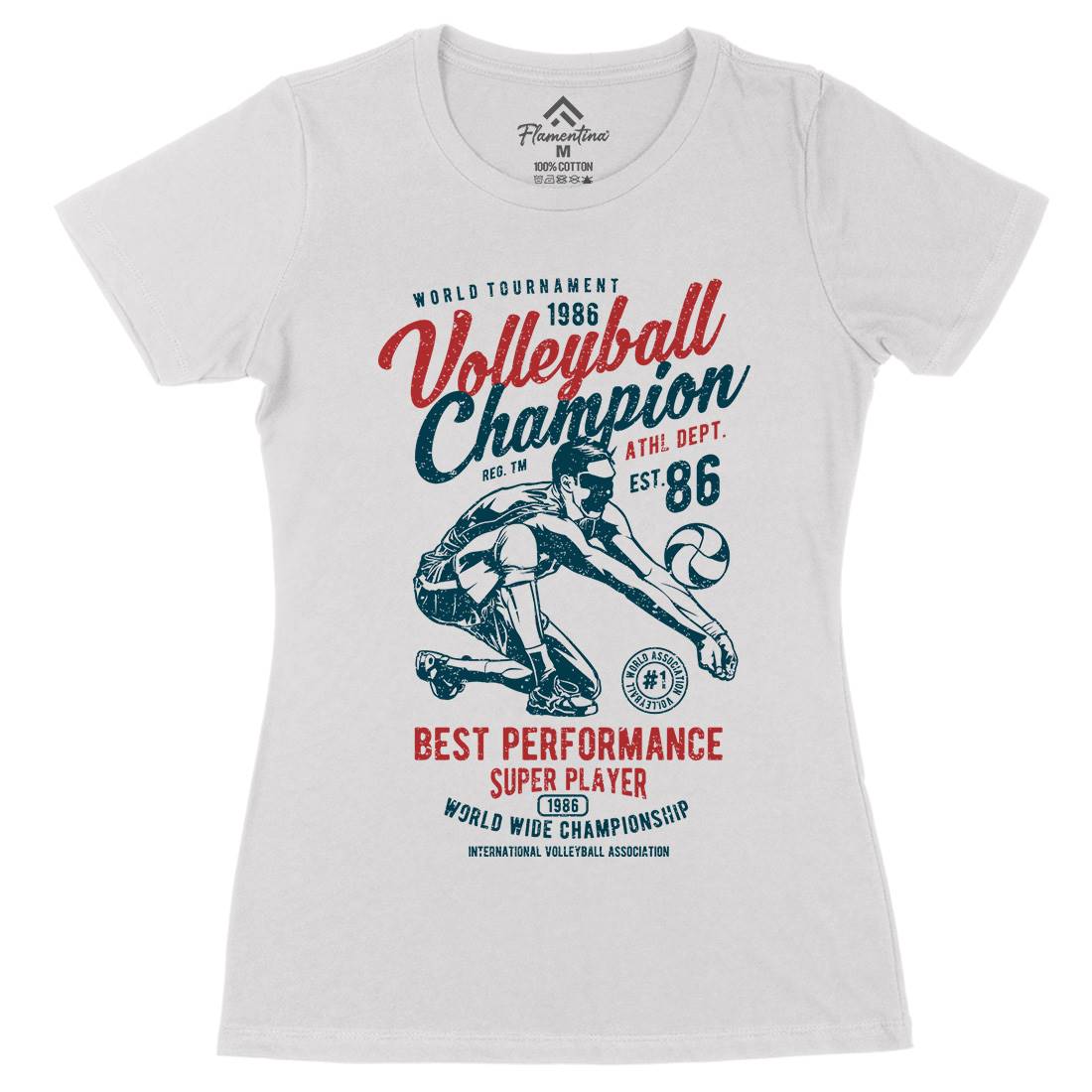 Volleyball Champion Womens Organic Crew Neck T-Shirt Sport A789