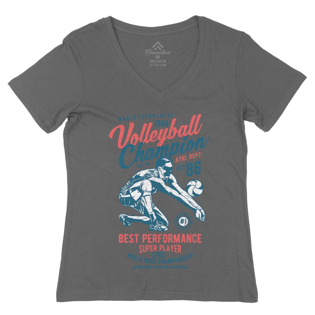 Volleyball Champion Womens Organic V-Neck T-Shirt Sport A789