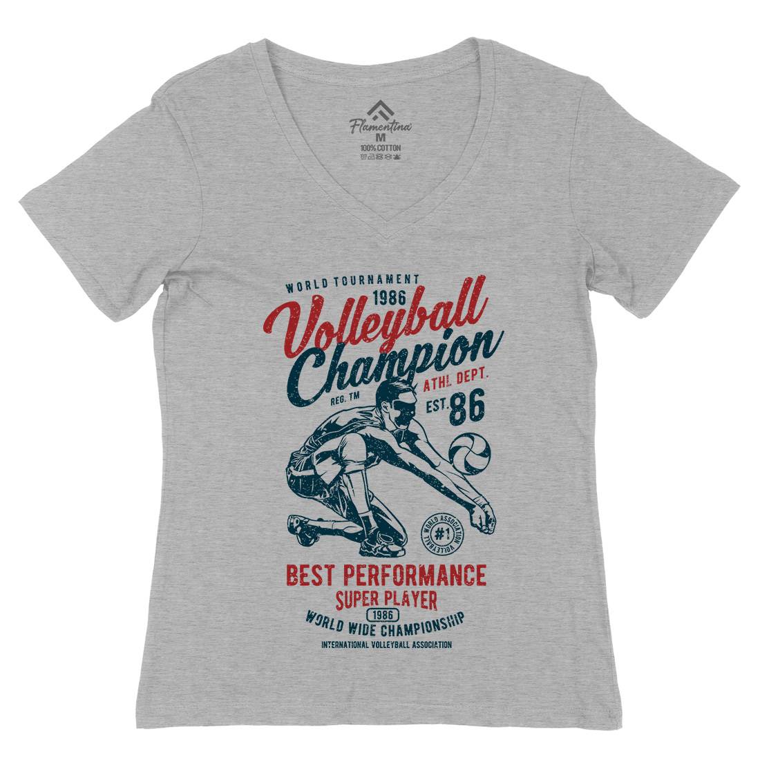 Volleyball Champion Womens Organic V-Neck T-Shirt Sport A789