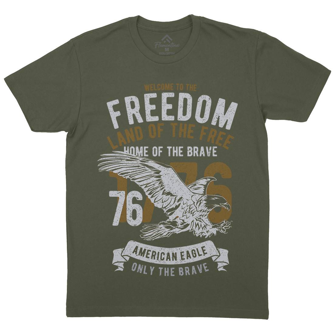 Welcome To The Freedom Mens Organic Crew Neck T-Shirt Army A790