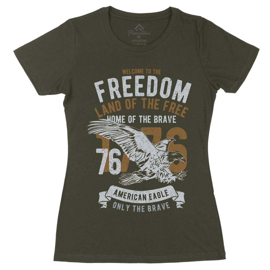 Welcome To The Freedom Womens Organic Crew Neck T-Shirt Army A790