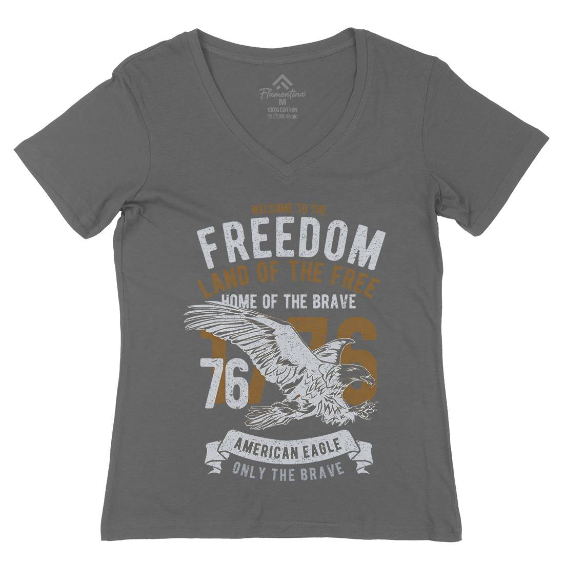Welcome To The Freedom Womens Organic V-Neck T-Shirt Army A790