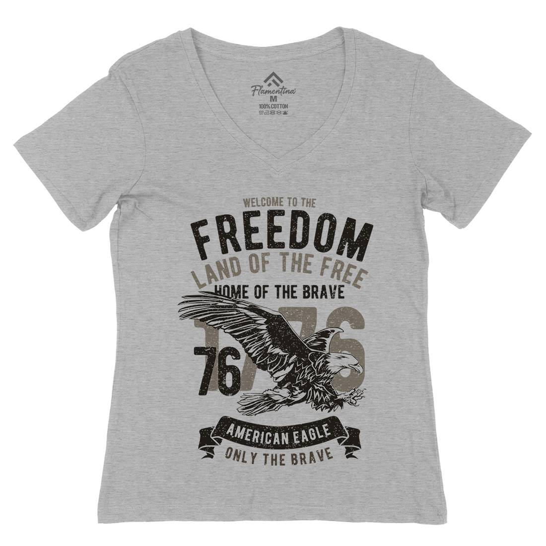 Welcome To The Freedom Womens Organic V-Neck T-Shirt Army A790