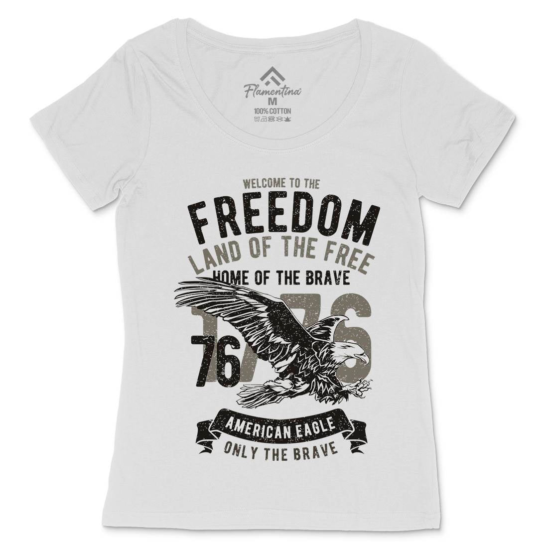Welcome To The Freedom Womens Scoop Neck T-Shirt Army A790