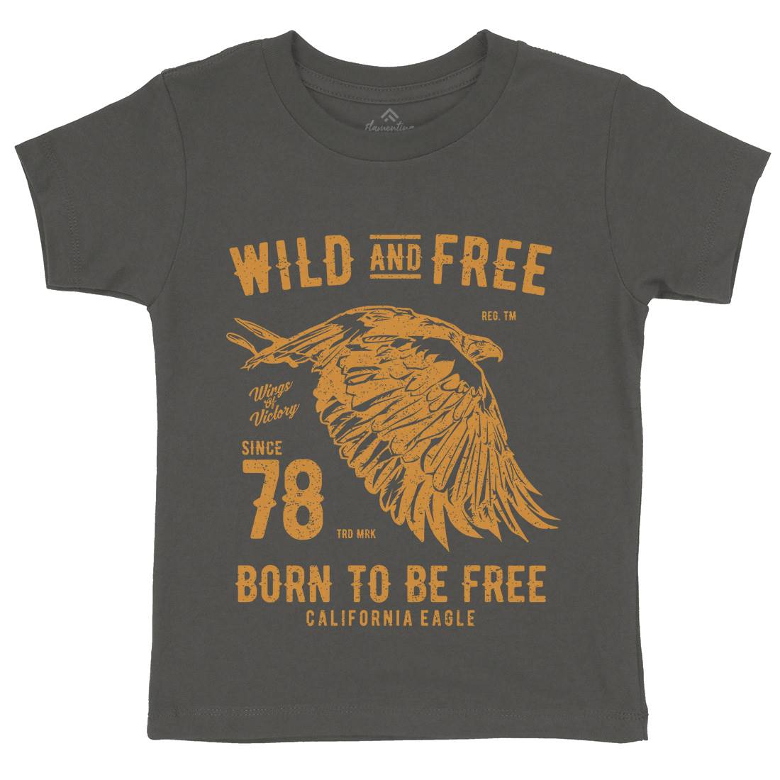Wild And Free Kids Crew Neck T-Shirt Army A792