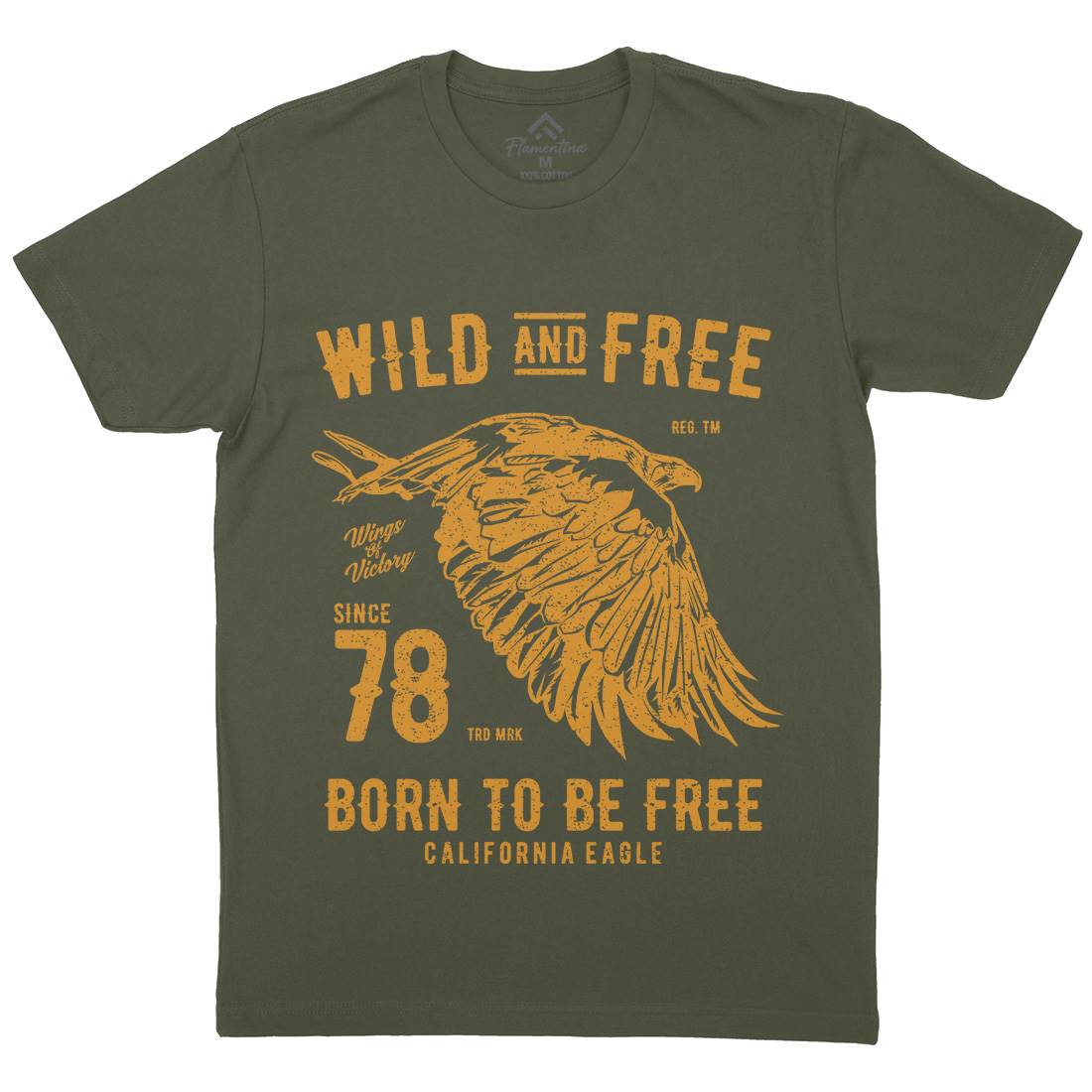 Wild And Free Mens Crew Neck T-Shirt Army A792