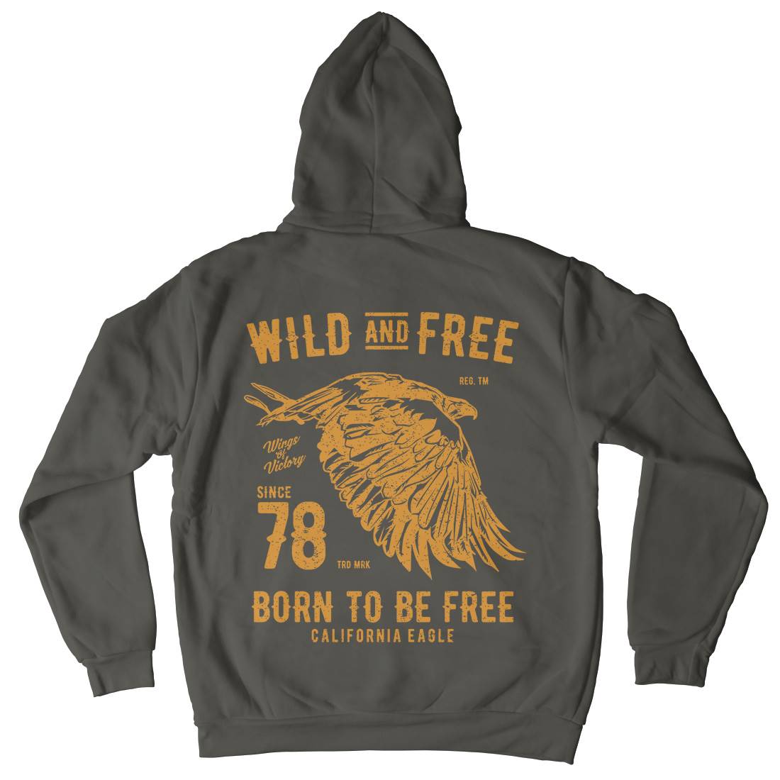 Wild And Free Mens Hoodie With Pocket Army A792