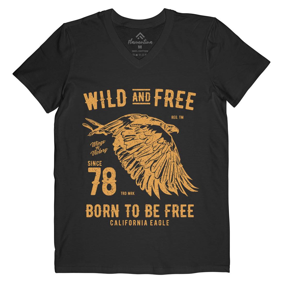 Wild And Free Mens Organic V-Neck T-Shirt Army A792