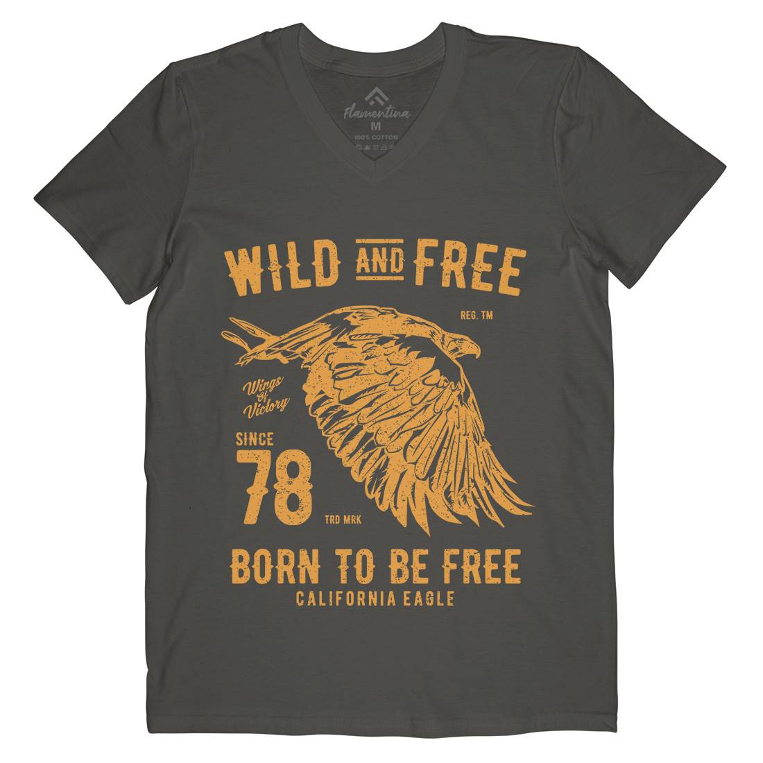 Wild And Free Mens V-Neck T-Shirt Army A792