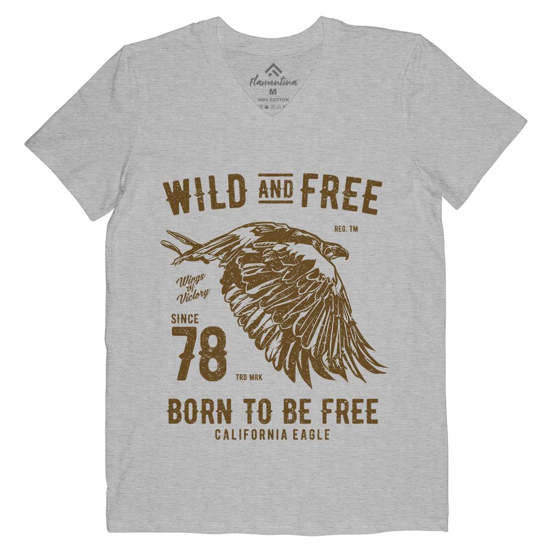 Wild And Free Mens Organic V-Neck T-Shirt Army A792