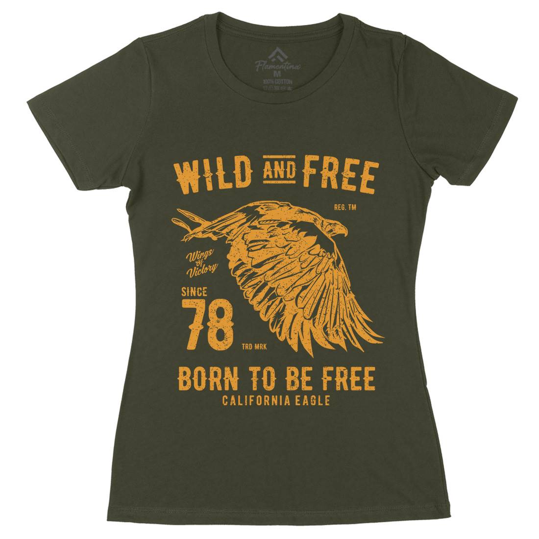 Wild And Free Womens Organic Crew Neck T-Shirt Army A792