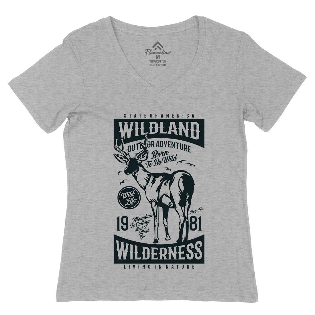 Wild Land Womens Organic V-Neck T-Shirt Nature A793