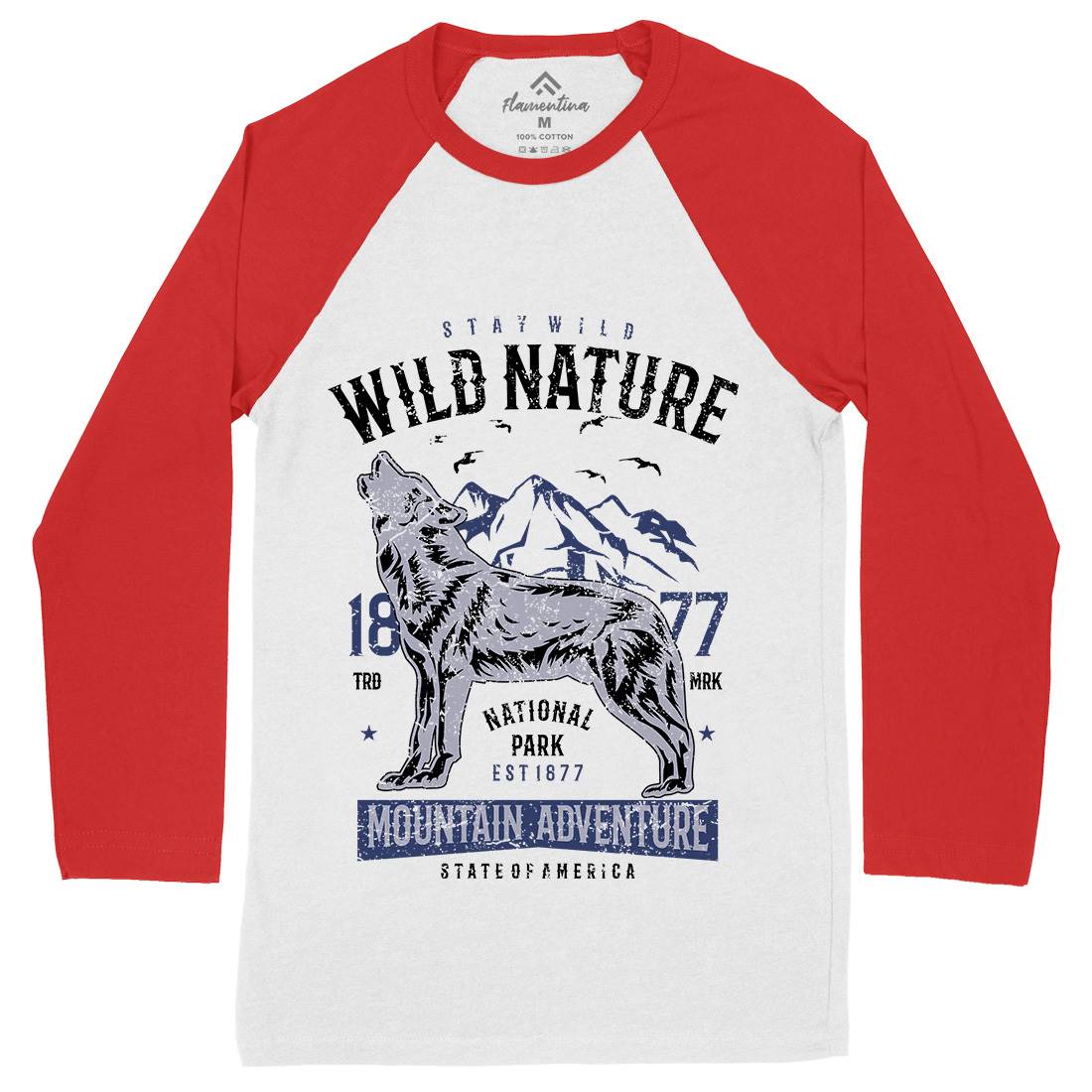 Wild Mens Long Sleeve Baseball T-Shirt Nature A794