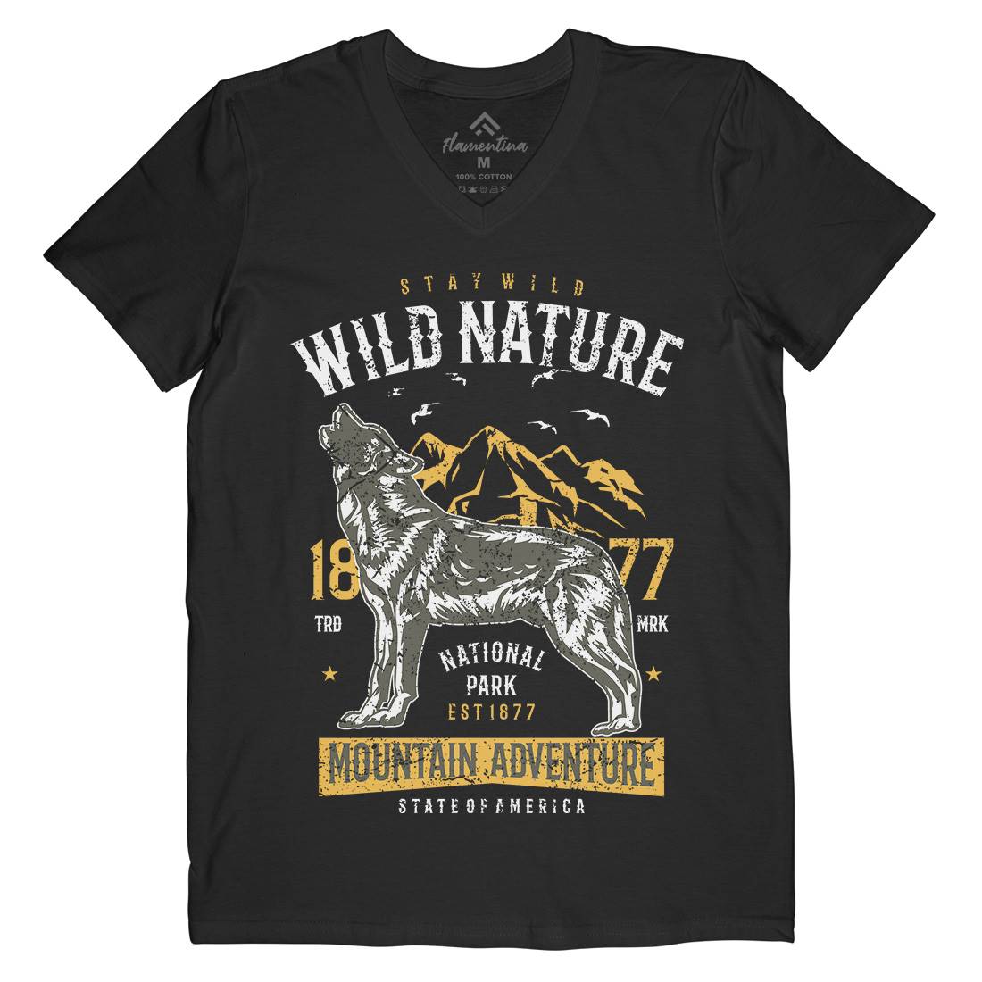 Wild Mens V-Neck T-Shirt Nature A794