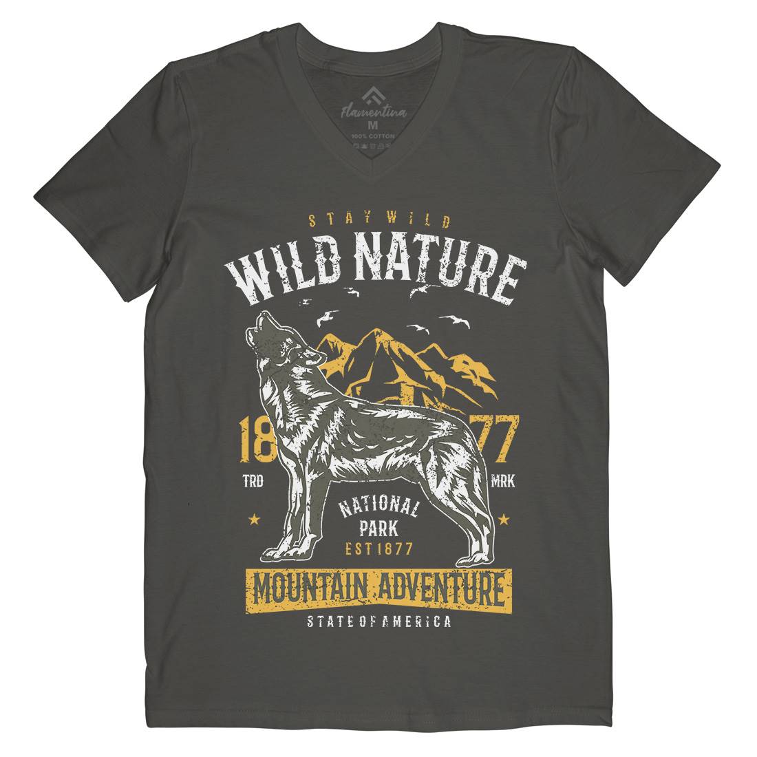 Wild Mens V-Neck T-Shirt Nature A794