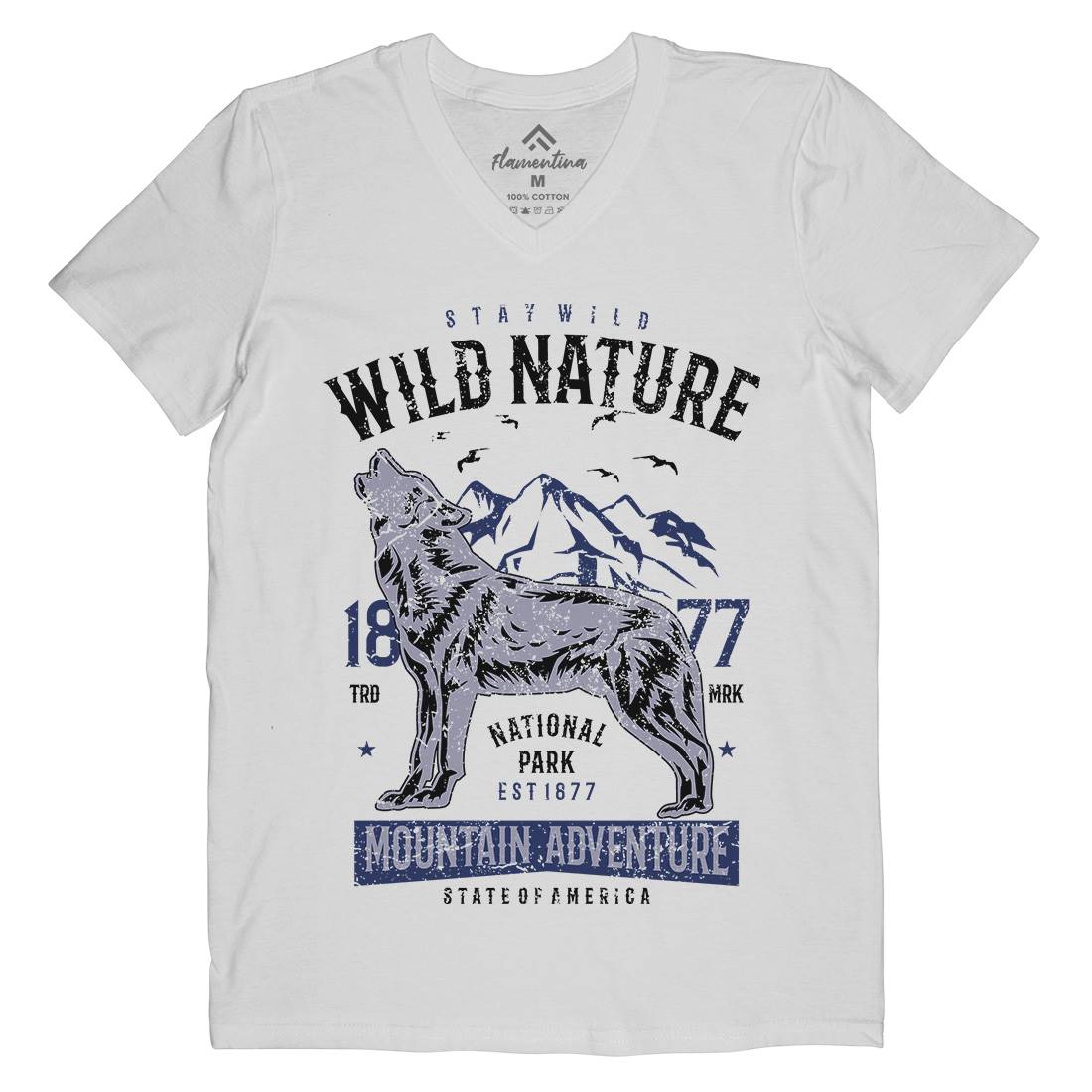 Wild Mens Organic V-Neck T-Shirt Nature A794