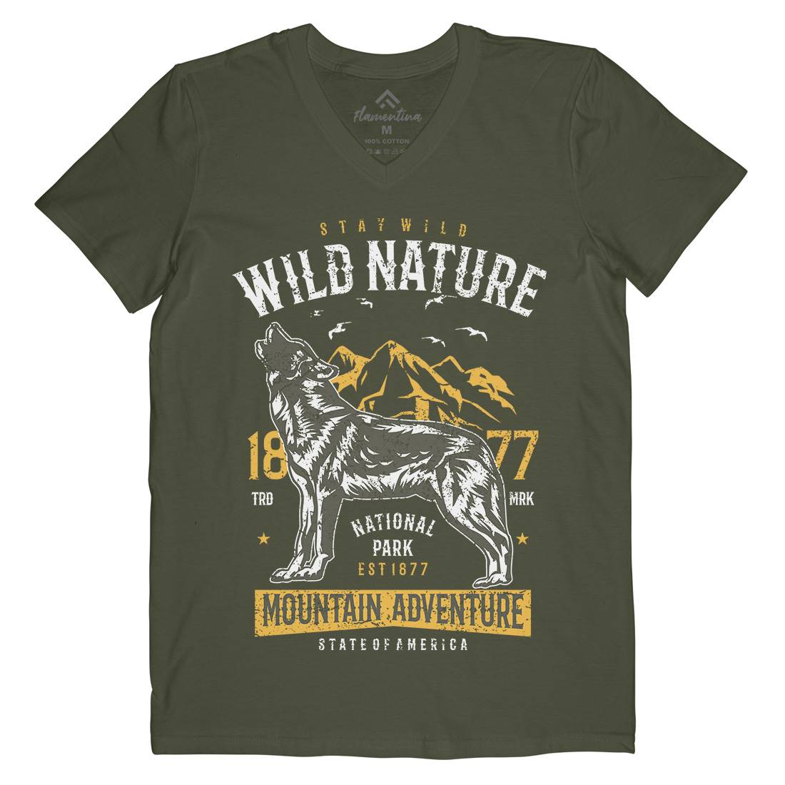 Wild Mens Organic V-Neck T-Shirt Nature A794