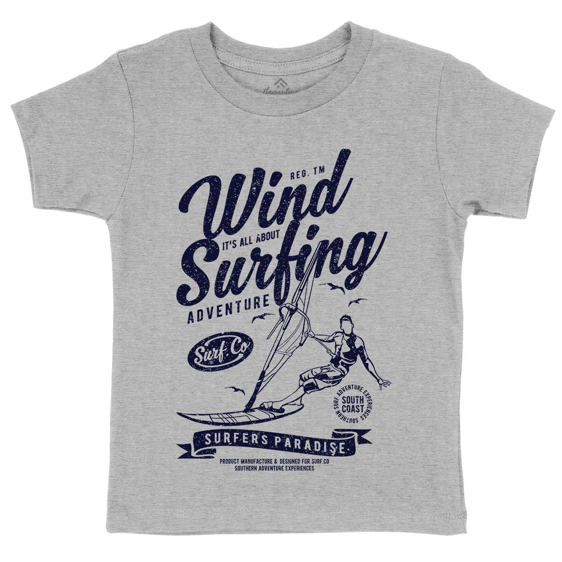 Wind Surfing Kids Organic Crew Neck T-Shirt Surf A795