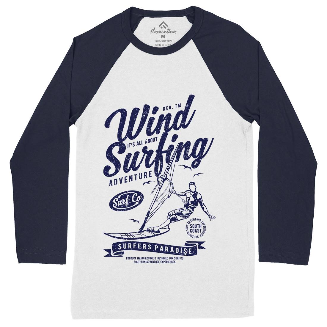 Wind Surfing Mens Long Sleeve Baseball T-Shirt Surf A795