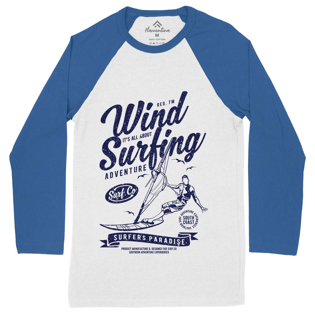 Wind Surfing Mens Long Sleeve Baseball T-Shirt Surf A795