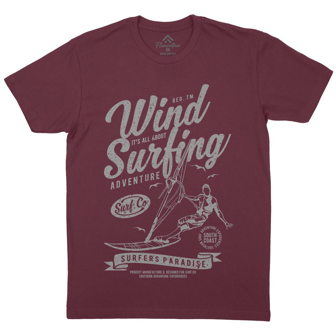 Wind Surfing Mens Organic Crew Neck T-Shirt Surf A795