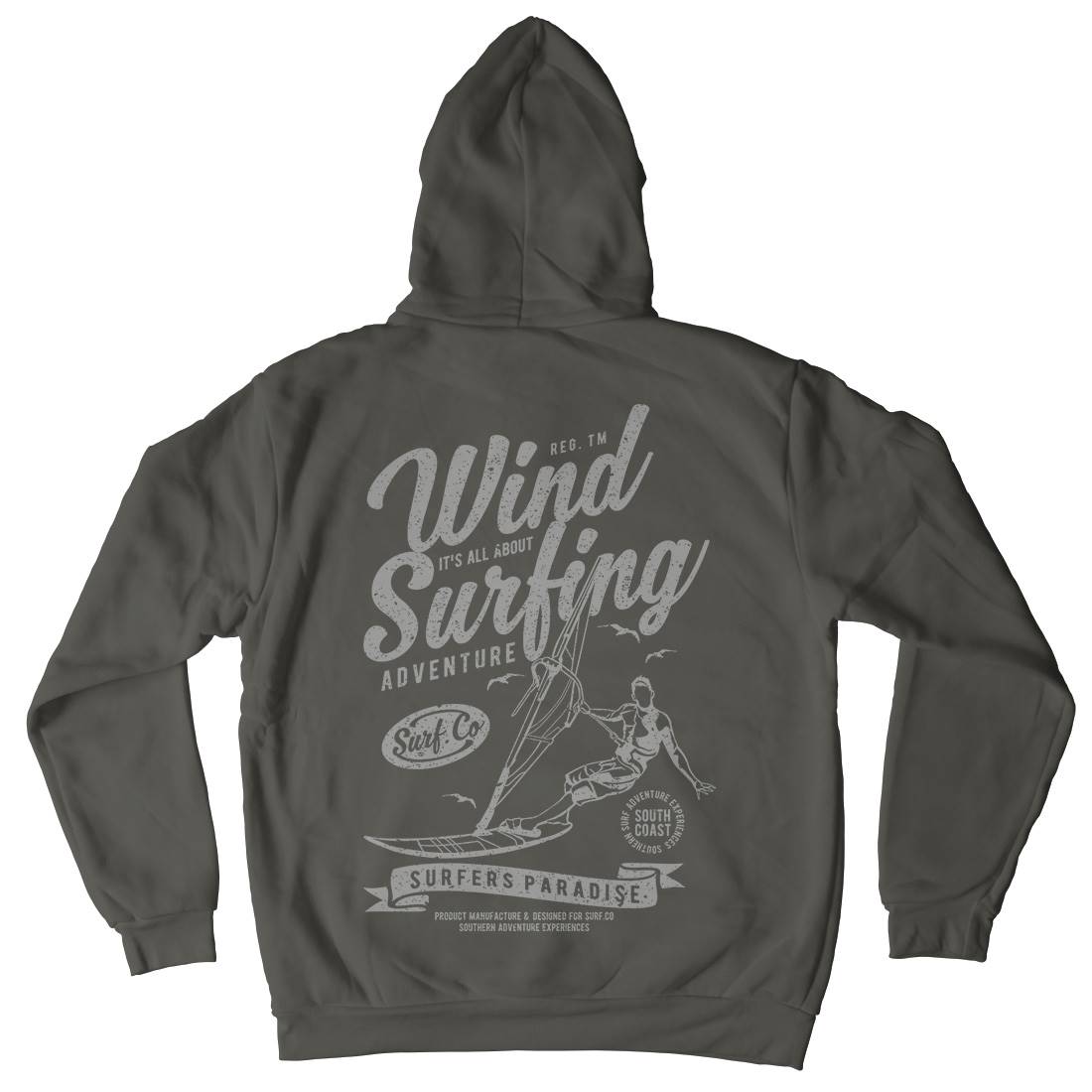 Wind Surfing Mens Hoodie With Pocket Surf A795