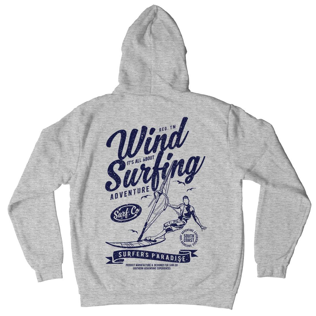 Wind Surfing Mens Hoodie With Pocket Surf A795