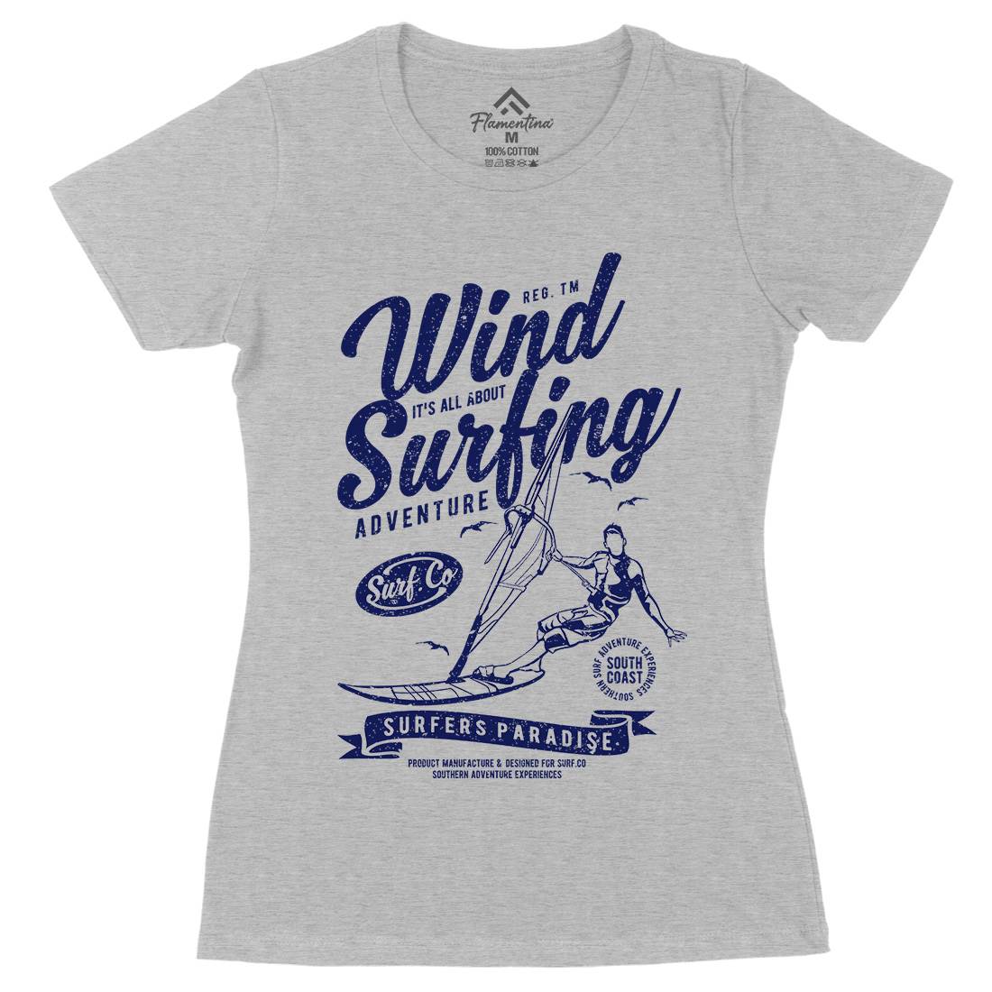 Wind Surfing Womens Organic Crew Neck T-Shirt Surf A795