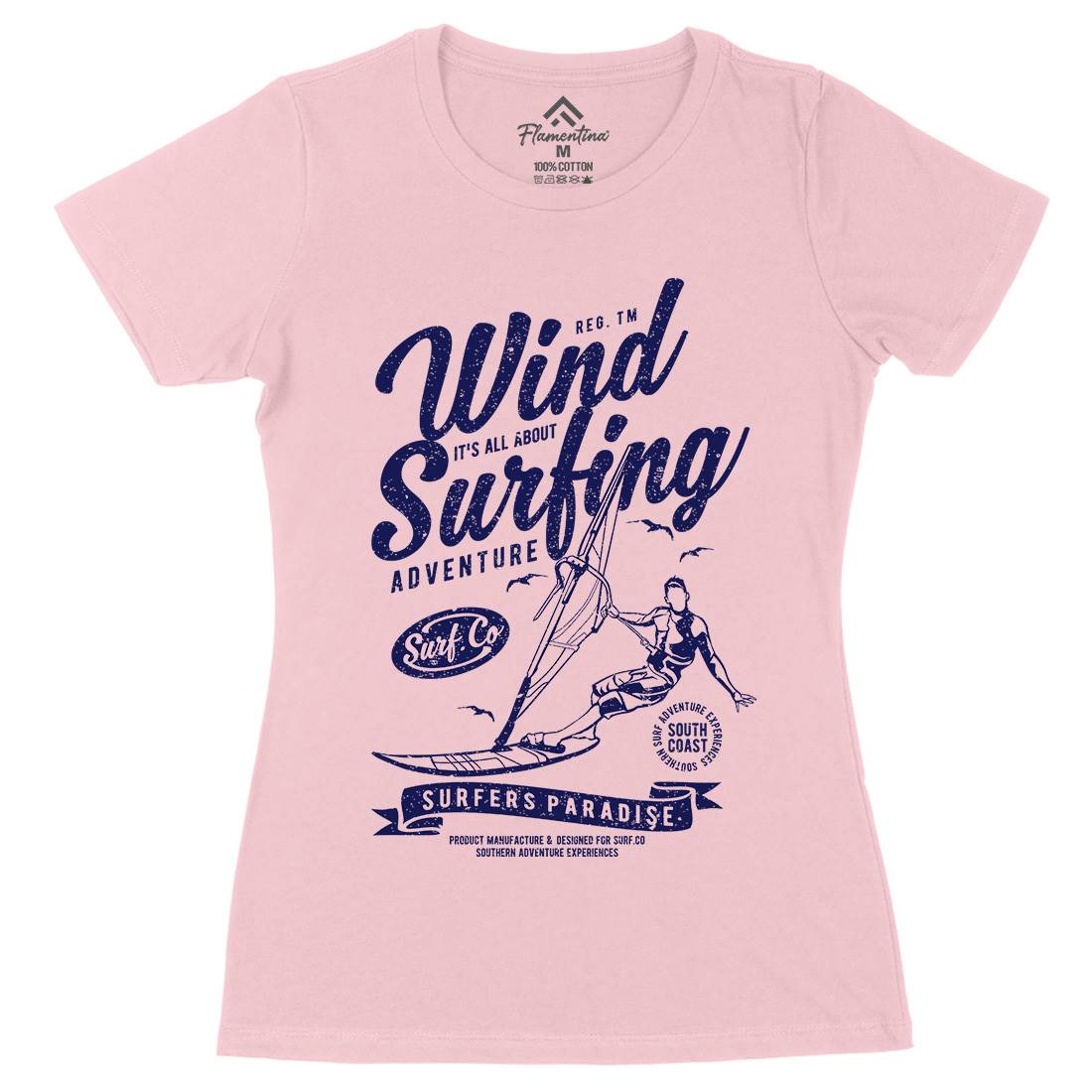 Wind Surfing Womens Organic Crew Neck T-Shirt Surf A795