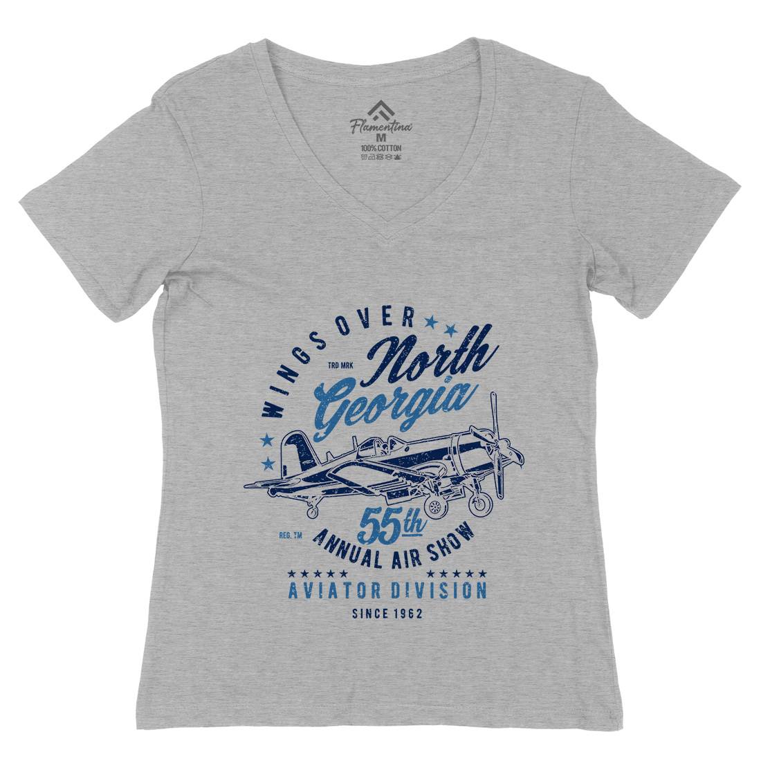 Wings Over North Georgia Womens Organic V-Neck T-Shirt Vehicles A796