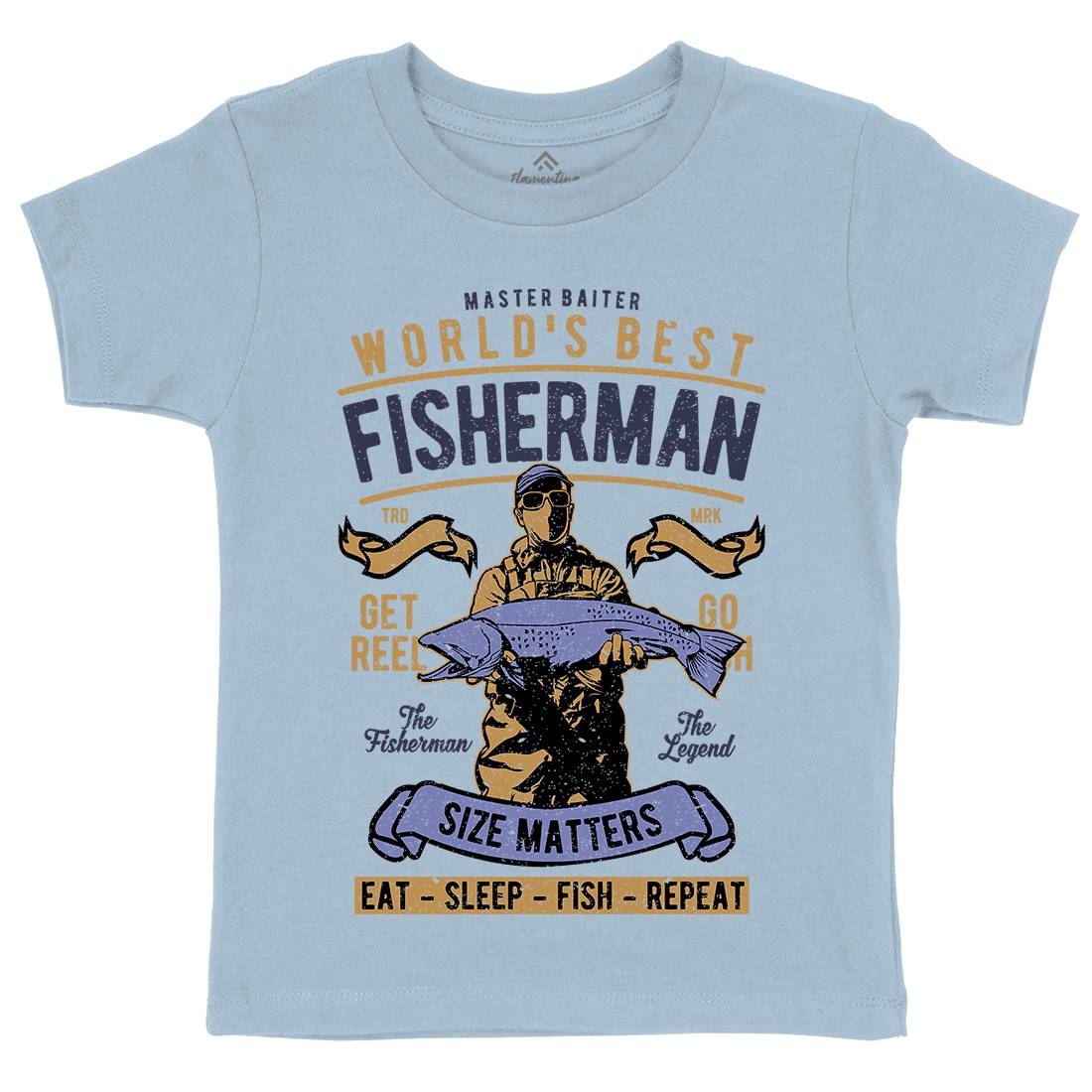World&#39;s Best Fisherman Kids Crew Neck T-Shirt Fishing A797