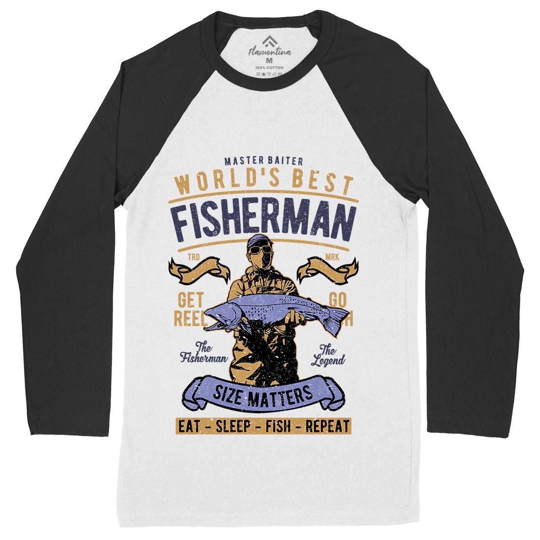 World&#39;s Best Fisherman Mens Long Sleeve Baseball T-Shirt Fishing A797