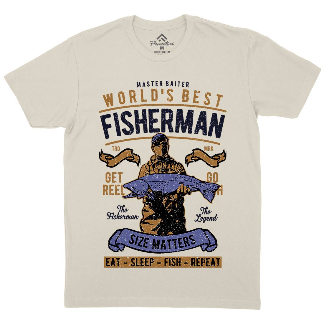 World&#39;s Best Fisherman Mens Organic Crew Neck T-Shirt Fishing A797