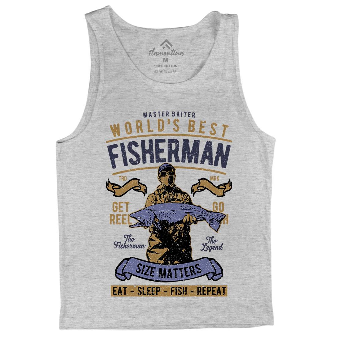 World&#39;s Best Fisherman Mens Tank Top Vest Fishing A797