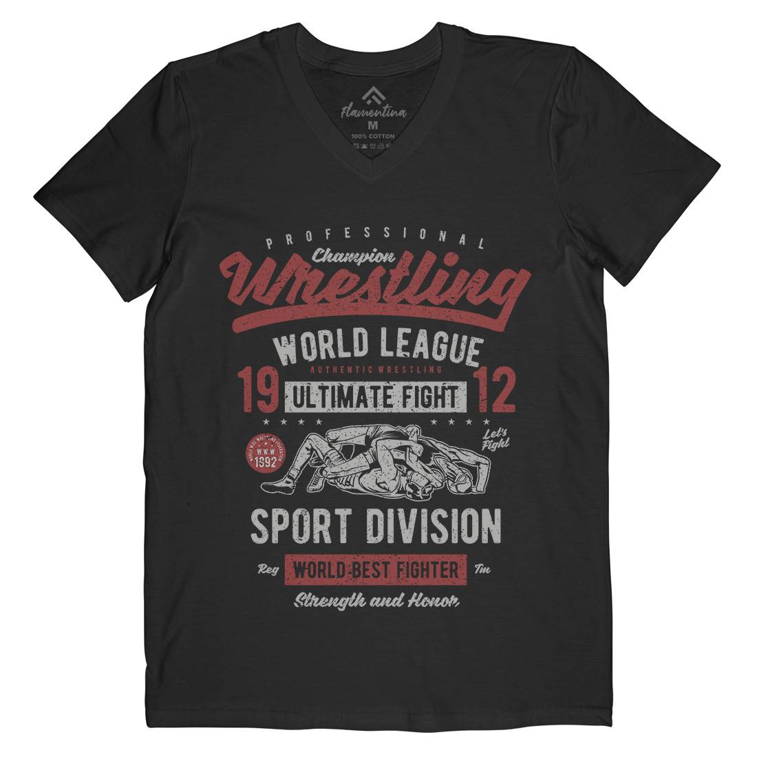 Wrestling Mens Organic V-Neck T-Shirt Sport A798